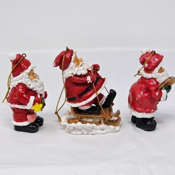 Vintage Christmas Ornaments Santa Claus Hand Painted Set of Three - Picture 3 of 9